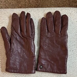 Women’s Maroon Coach Leather Gloves